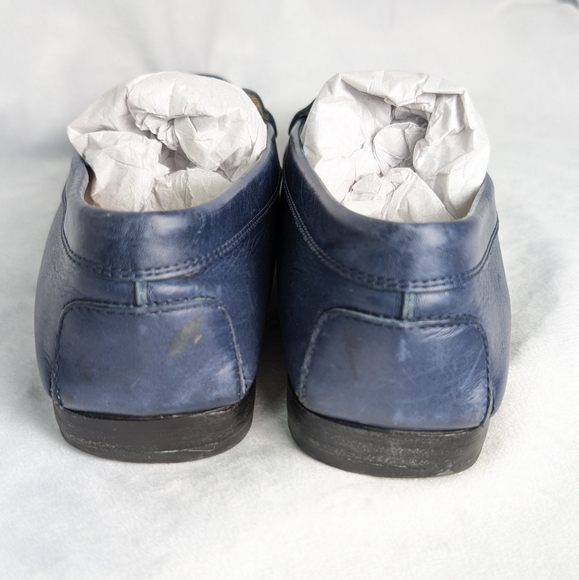 GUC Tod's Women's Dark Blue In Leather Heeled Loafers Size 10 Made In Italy - Picture 15 of 16